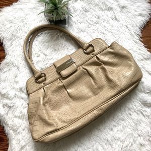 Calvin Klein tan faux alligator shoulder bag purse
